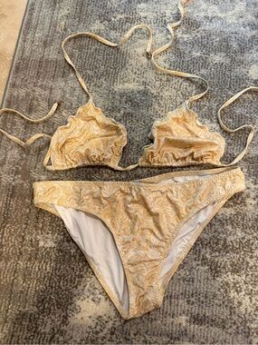 Eberjey Yellow Paisley Triangle Bikini Set